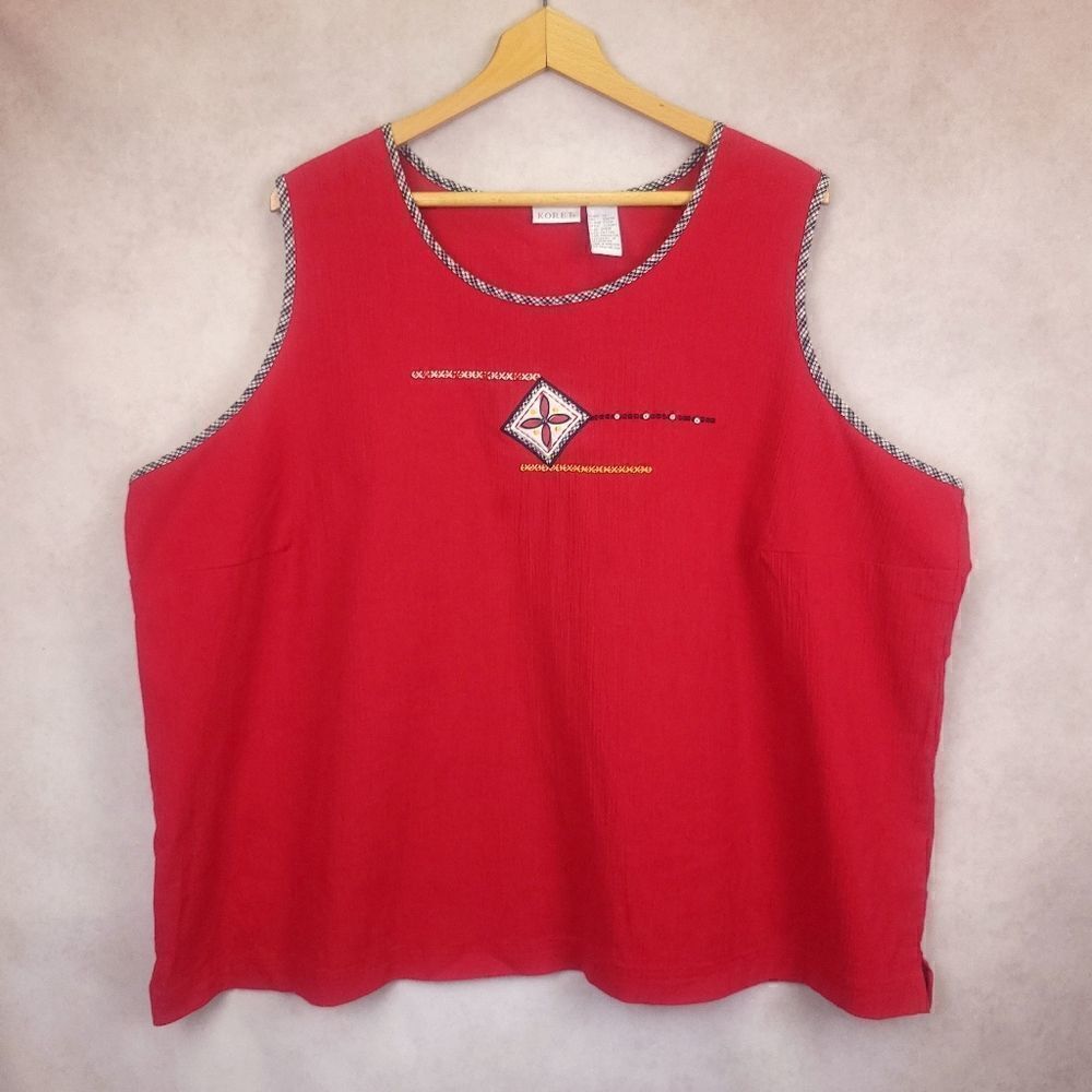 Vintage Koret Red Sleeveless Top Size 28W